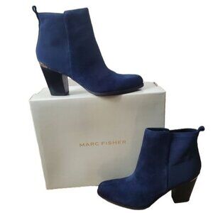 Marc Fisher navy suede leather frenchie pull on boot size 7.5 new in box